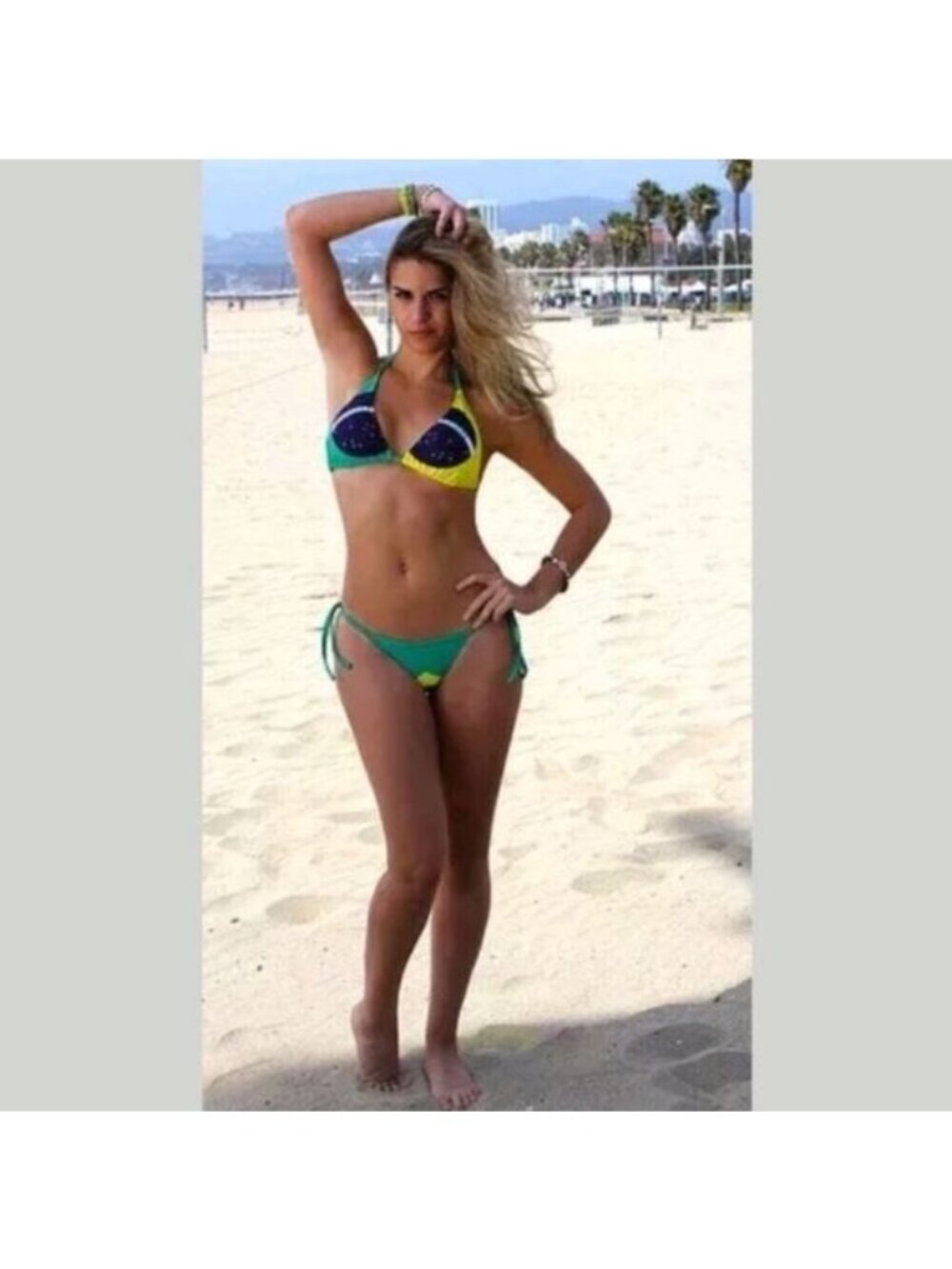 Brazil Womens Green Yellow Brazilian Flag Bikini Swimsuit Two Piece